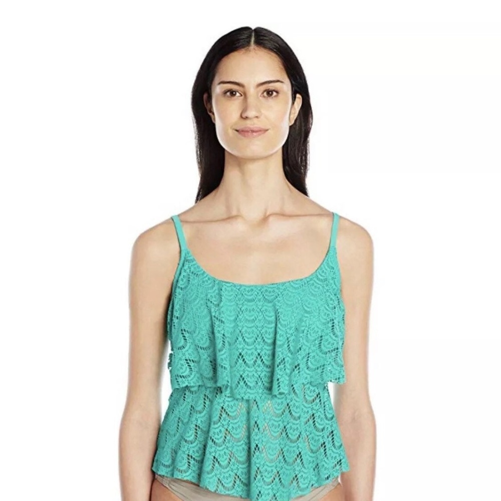 Ocean Avenue Crochet Tiered Tankini, M